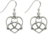 Jewelry Trends Sterling Silver Celtic Trinity Knot Love Heart Dangle Earrings