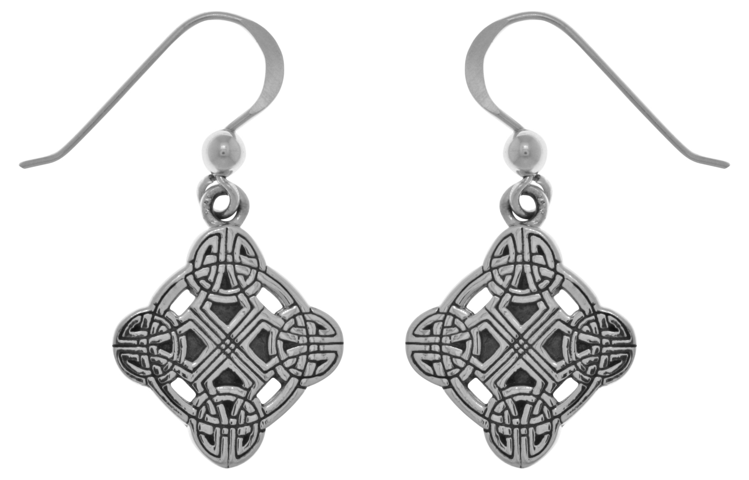 Jewelry Trends Sterling Silver Celtic Irish Clonmacnoise Cross Dangle Earrings