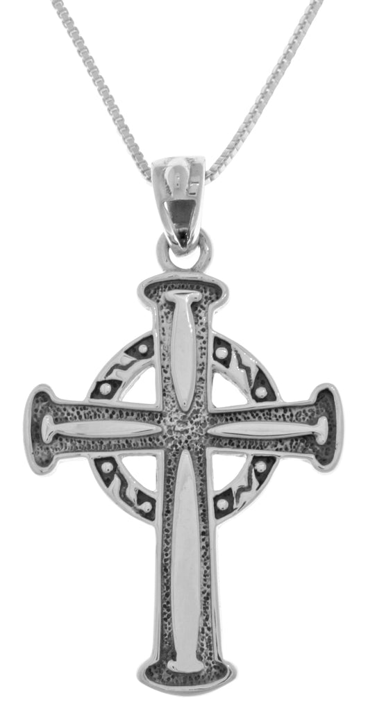 Jewelry Trends Sterling Silver Traditional Celtic Cross Pendant on 18 Inch Box Chain Necklace