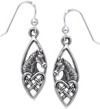 Jewelry Trends Sterling Silver Horse with Celtic Heart Dangle Earrings