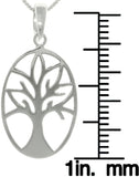 Jewelry Trends Sterling Silver Oval Tree of Life and Love Pendant on 18 Inch Box Chain Necklace