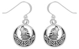 Jewelry Trends Sterling Silver Howling Wolf Celtic Moon Dangle Earrings