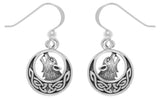 Jewelry Trends Sterling Silver Howling Wolf Celtic Moon Dangle Earrings
