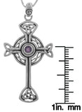 Jewelry Trends Sterling Silver Celtic Trinity Circle of Life Cross Pendant with Amethyst on 18 Inch Chain Necklace