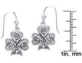 Jewelry Trends Sterling Silver Celtic Claddagh Clover Shamrock of Faith Dangle Earrings