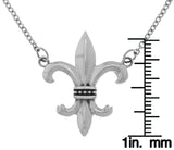 Jewelry Trends Sterling Silver Fleur De Lis Pendant Centered on Link Chain Necklace