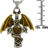 Jewelry Trends Pewter Warrior Dragon Celtic Cross Pendant on 24 Inch Chain Necklace