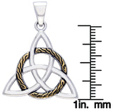 Jewelry Trends Sterling Silver Celtic Trinity Knot Pendant with Gold-plated Circle of Life on 18 Inch Box Chain Necklace