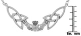 Jewelry Trends Silver Plated Bronze Celtic Claddagh Trinity Knotwork Pendant on Link Chain Necklace