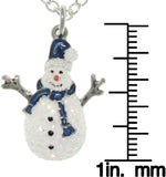 Jewelry Trends Pewter Enamel Holiday Glittered Snowman Charm with 18 Inch Chain Necklace Christmas Gift