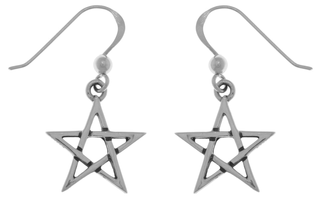 Jewelry Trends Sterling Silver Five Point Star Dangle Earrings
