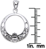 Jewelry Trends Sterling Silver Celtic Claddagh Pendant on 18 Inch Box Chain Necklace