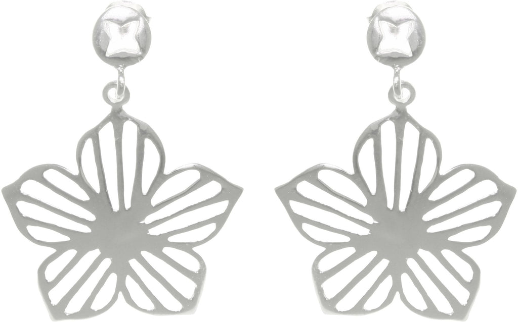 Jewelry Trends Sterling Silver Plumeria Flower Dangle Earrings