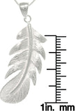 Jewelry Trends Sterling Silver Polished Long Feather Pendant on 18 Inch Box Chain Necklace