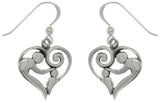 Jewelry Trends Sterling Silver Mother and Child Heart Dangle Earrings Gift