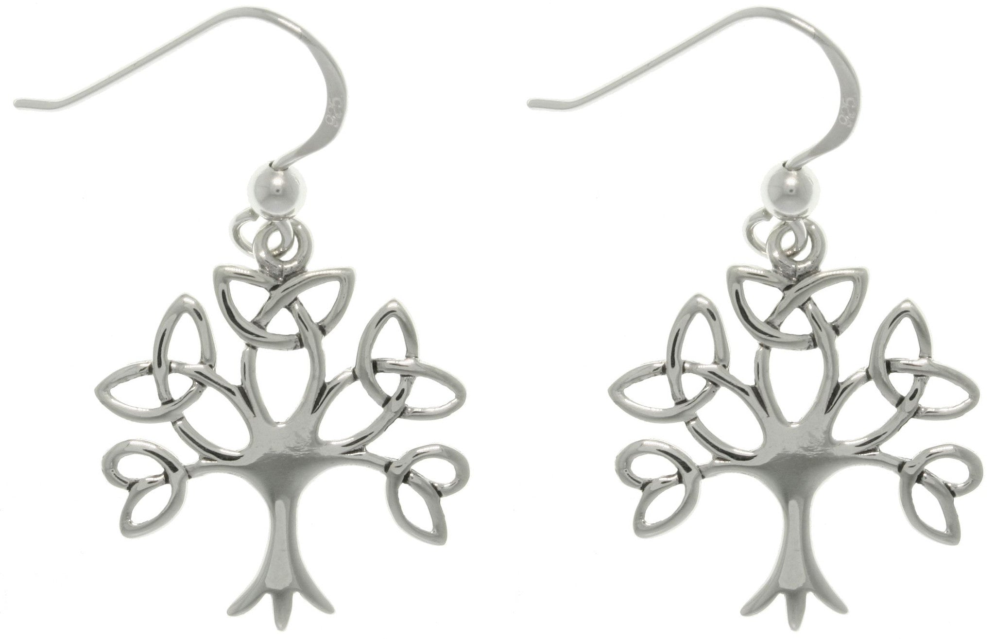 Jewelry Trends Sterling Silver Tree of Life Celtic Trinity Knot Branch Dangle Earrings
