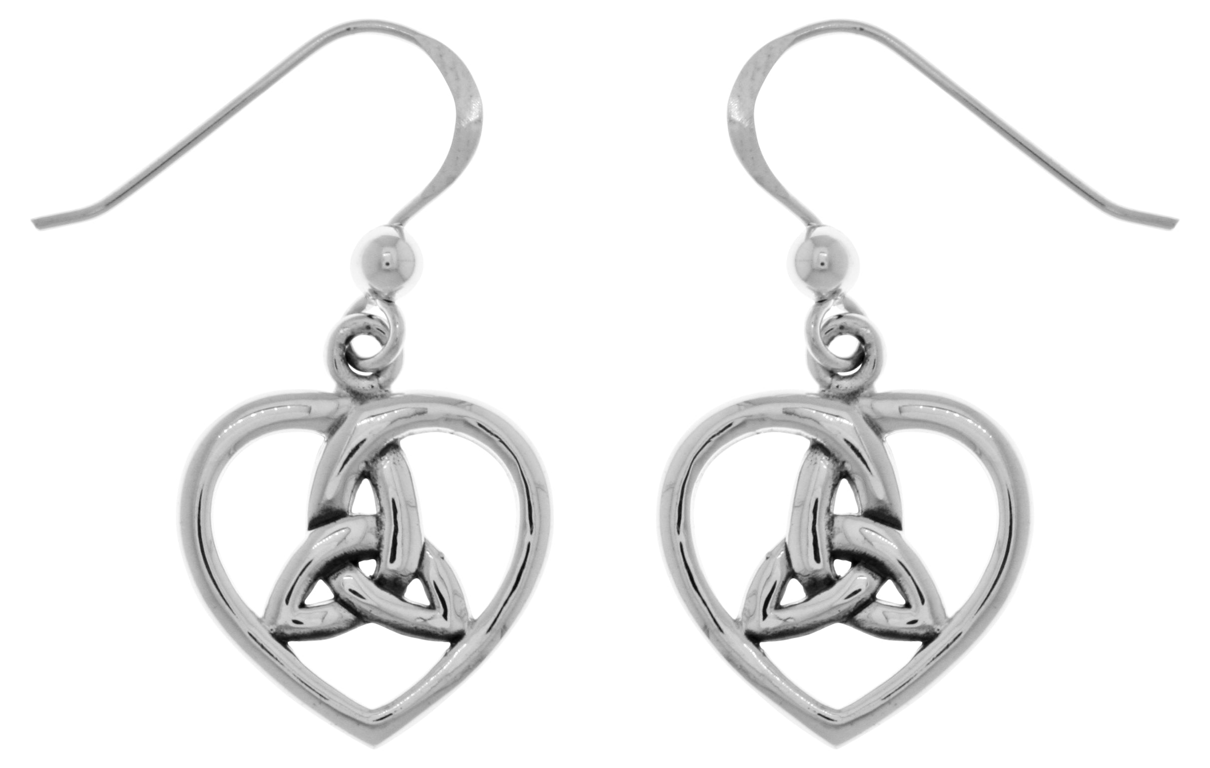 Jewelry Trends Sterling Silver Celtic Trinity Knot Heart Dangle Earrings