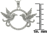 Jewelry Trends Sterling Silver Love Birds Dove Round Pave CZ Pendant with Box Chain Necklace Birthday Gift
