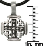Jewelry Trends Pewter Five Cross Pendant with 18 Inch Black Leather Cord Necklace