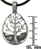 Jewelry Trends Pewter Tree of Life Teardrop Pendant with 18 Inch Black Leather Cord Necklace