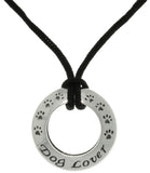 Jewelry Trends Sterling Silver Dog Lover Ring Pendant with Black Cord Necklace