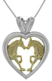 Jewelry Trends Sterling Silver and 14k Gold-Plated Horse Lovers Heart Pendant on 18 Inch Box Chain Necklace
