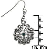 Jewelry Trends Pewter Celtic Heart Knot with Green Crystal Dangle Earrings