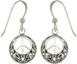 Jewelry Trends Sterling Silver Celtic Peace Sign Round Dangle Earrings