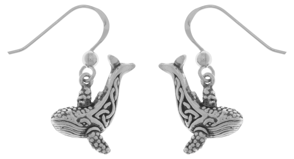 Jewelry Trends Sterling Silver Celtic Knotwork Whale Dangle Earrings