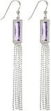 Jewelry Trends Sterling Silver Purple CZ Tassel Earrings