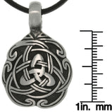 Jewelry Trends Pewter Celtic Trinity Knot Unity Pendant on 18 Inch Black Leather Cord Necklace Fathers Day Gift