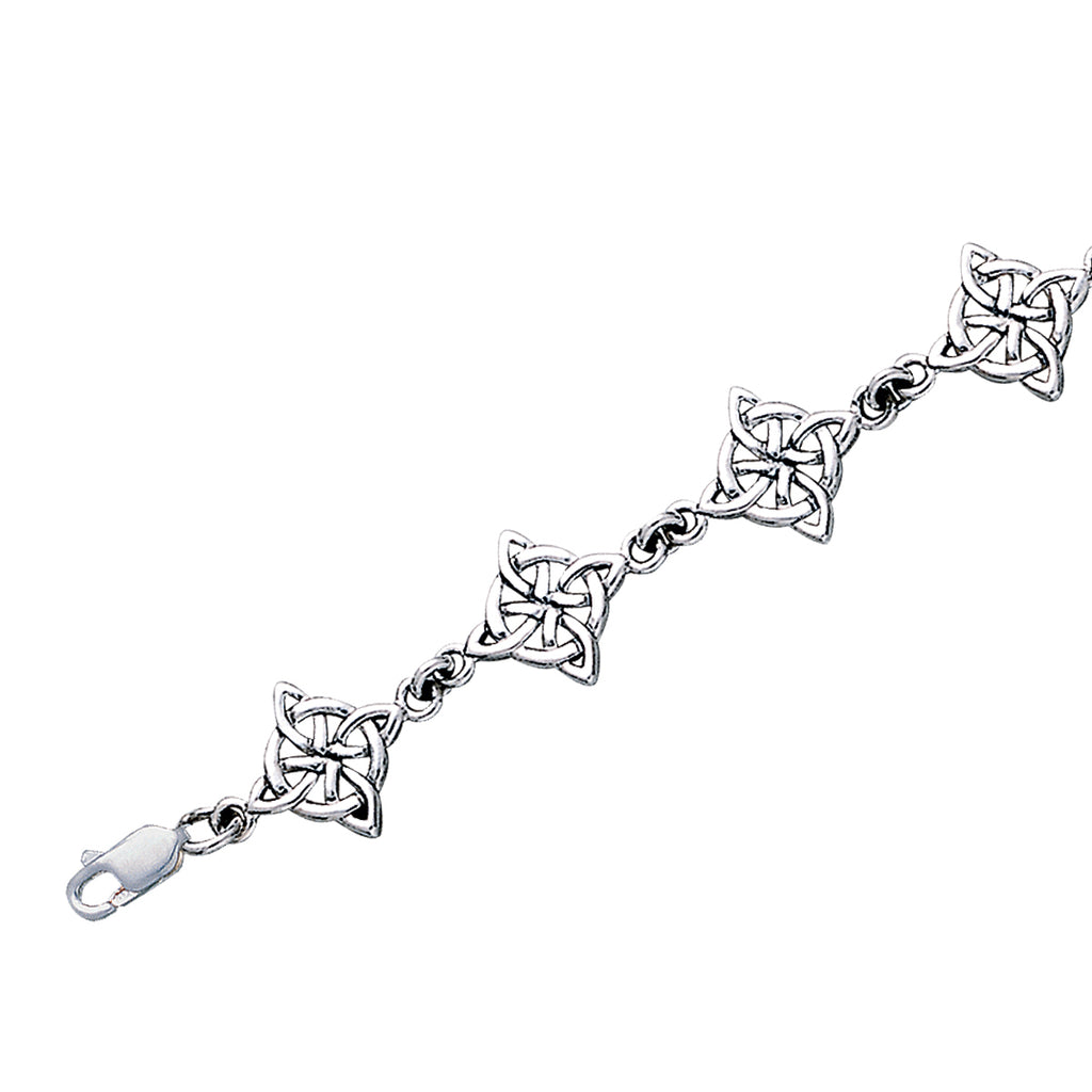 Jewelry Trends Sterling Silver Good Luck Celtic Four Point Quaternary Knot Bracelet