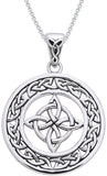 Jewelry Trends Sterling Silver Celtic Good Luck Knot Round Pendant on 18" Box Chain Necklace