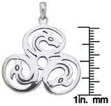 Jewelry Trends Sterling Silver Celtic Trinity Knot Triple Dragons Pendant on 18 Inch Box Chain Necklace