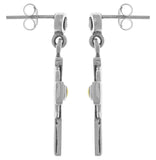 Jewelry Trends Sterling Silver and Gold Plated Celtic Cross Dangle Earrings with Black CZ Posts