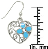 Jewelry Trends Sterling Silver Filigree Heart with Created Turquoise Dangle Earrings