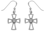 Jewelry Trends Sterling Silver and Mother of Pearl Celtic Cross Dangle Earrings