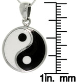 Jewelry Trends Sterling Silver Yin Yang Pendant Black and White Balance Symbol on 18 Inch Chain Necklace
