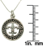 Jewelry Trends Sterling Silver Celtic Fleur De Lis Charm on 18 Inch Box Chain Necklace