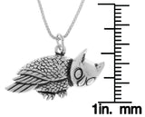 Jewelry Trends Sterling Silver Horned Barn Owl Pendant on 18 Inch Box Chain Necklace