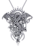 Jewelry Trends Sterling Silver Celtic Knotwork Fire Dragon Pendant on 18 Inch Box Chain Necklace