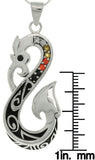 Jewelry Trends Sterling Silver Celtic Viking Dragon Tail Pendant with Austrian Crystals on Chain Necklace