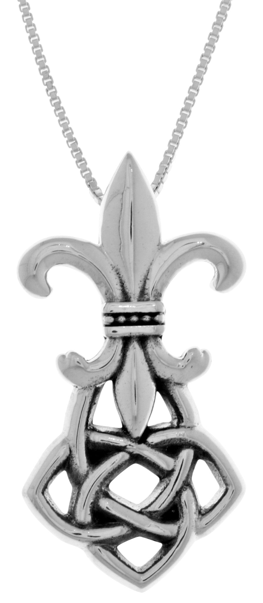 Jewelry Trends Sterling Silver Celtic Fleur De Lis Pendant on 18 Inch Box Chain Necklace