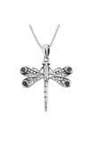 Jewelry Trends Sterling Silver Amethyst Celtic Dragonfly Necklace