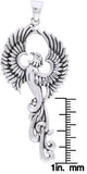 Jewelry Trends Sterling Silver Rising Phoenix Fire Bird Pendant on 18 Inch Box Chain Necklace