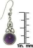 Jewelry Trends Sterling Silver Celtic Triquetra Knot Dangle Earrings with Genuine Amethyst Purple Stones