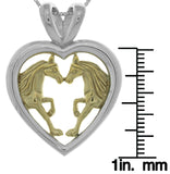 Jewelry Trends Sterling Silver and 14k Gold-Plated Horse Lovers Heart Pendant on 18 Inch Box Chain Necklace