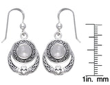 Jewelry Trends Sterling Silver Celtic Knot Claddagh Round Moonstone Dangle Earrings