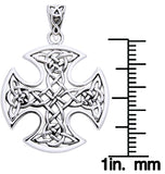 Jewelry Trends Sterling Silver Celtic Knotwork Cross Pendant on 18 Inch Box Chain Necklace Iron Cross for Valor
