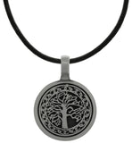 Jewelry Trends Pewter Tree Of Life Pendant with Celtic Knot Design on Black Leather Necklace